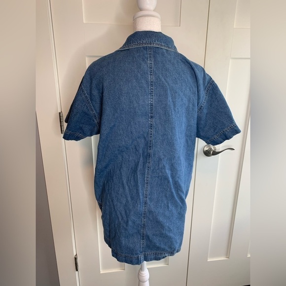 Vintage Denim Short Sleeve Top Full Zip Up Size Medium - Picture 10 of 10